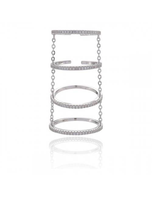 White Zirconia Sterling Silver Full Finger Ring | Sif Jakobs