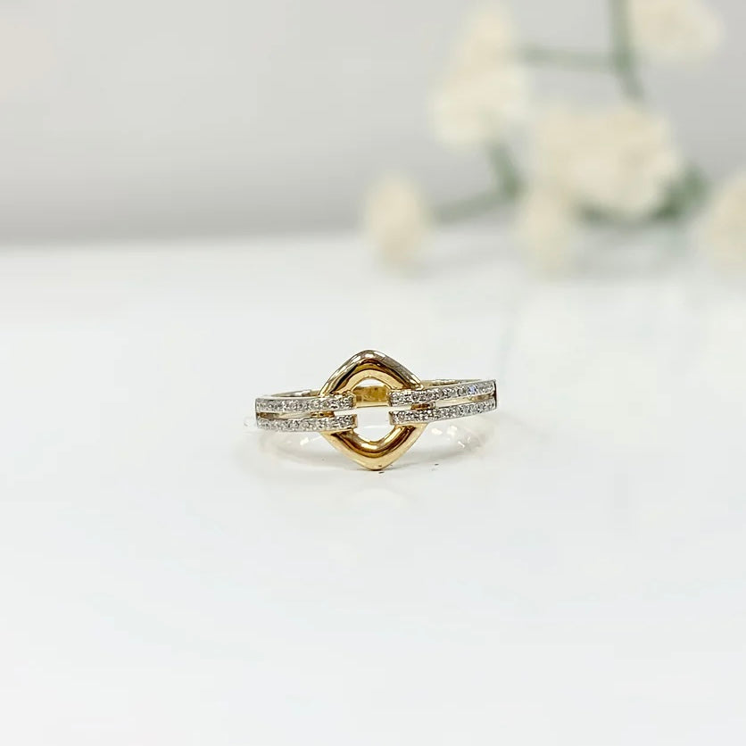 Diamond 9ct Yellow Gold Open Link Ring | Size N ½