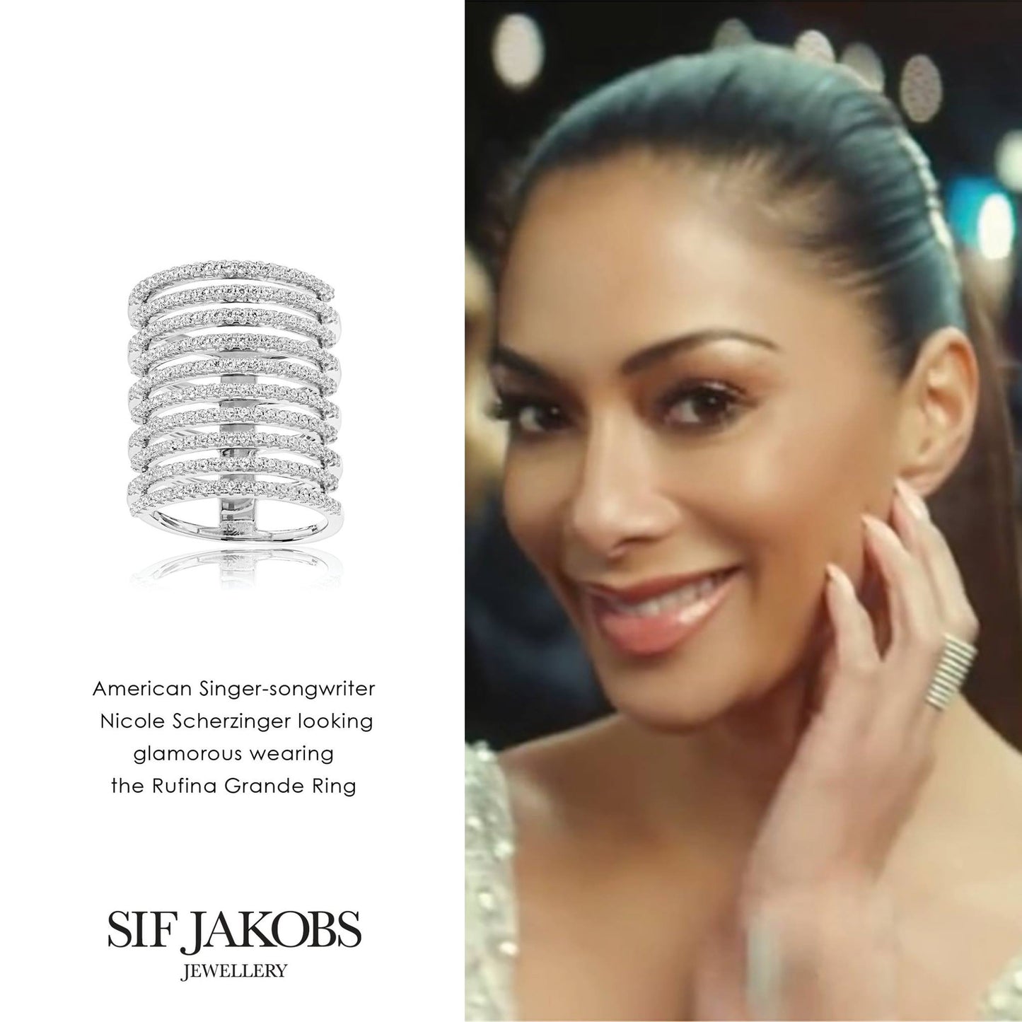 Chunky Maximalist Statement Sif Jakobs Rufina Grande Ring - Sterling Silver with White Zirconia