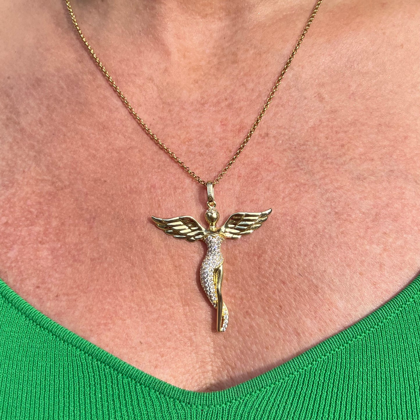 Engelsrufer Sterling Silver Yellow Gold Plated Large Angel Pendant