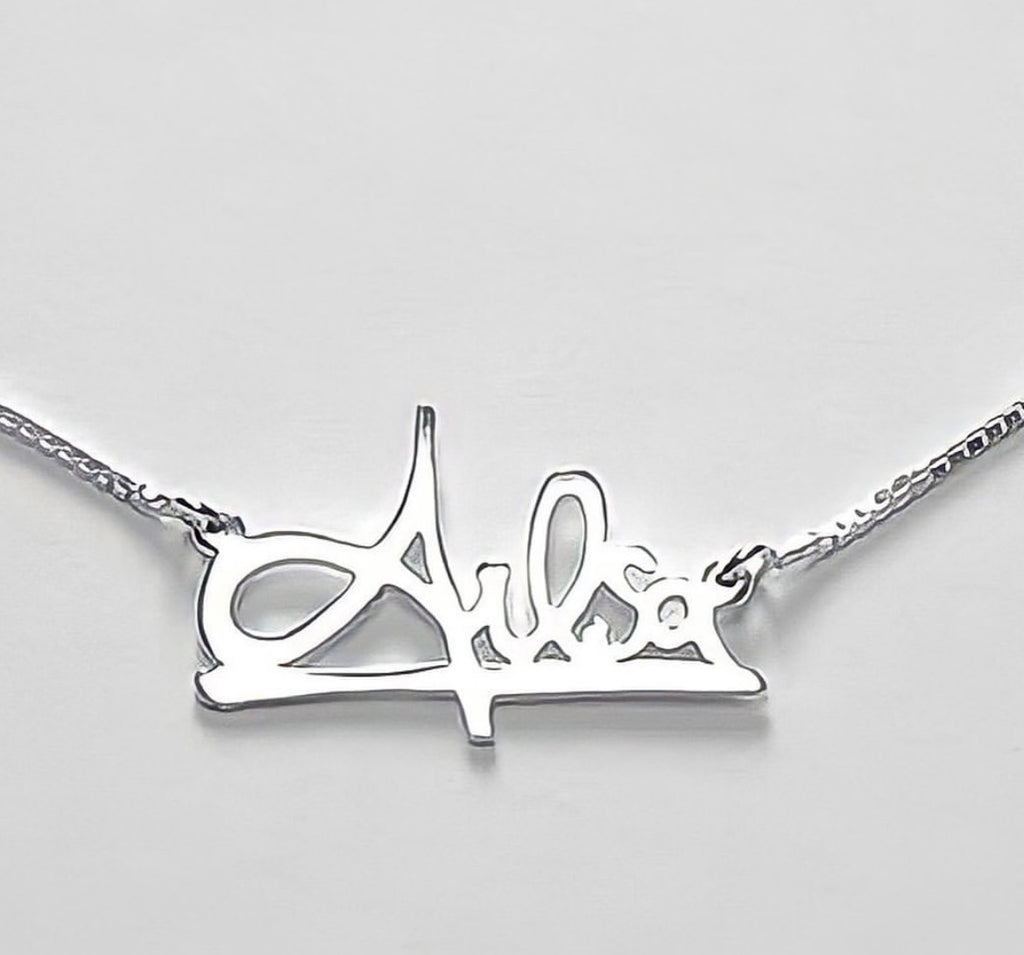 Made to Order Personalised Sterling Silver Graffiti Name Dropper Necklace