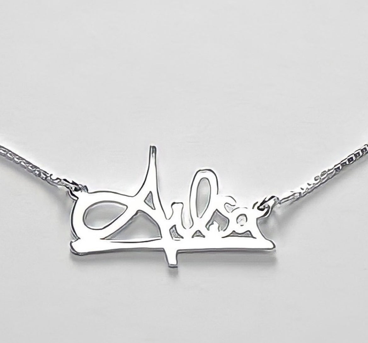 Made to Order Personalised Sterling Silver Graffiti Name Dropper Necklace