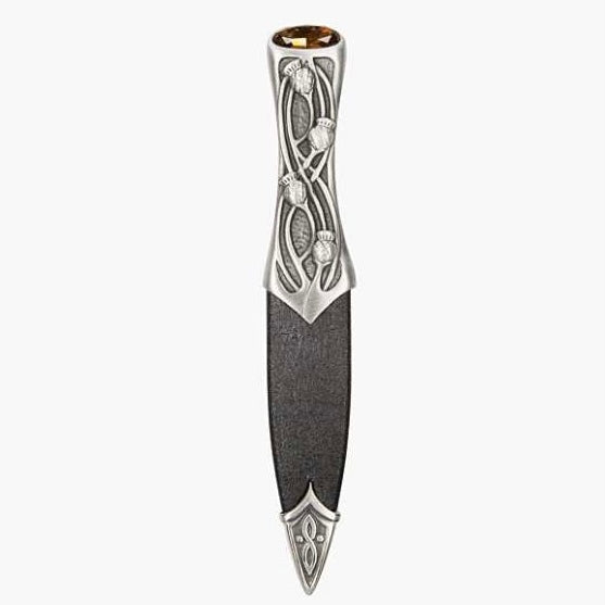 Luss Thistle Matt Pewter Sgian Dubh with Coloured Stone Top