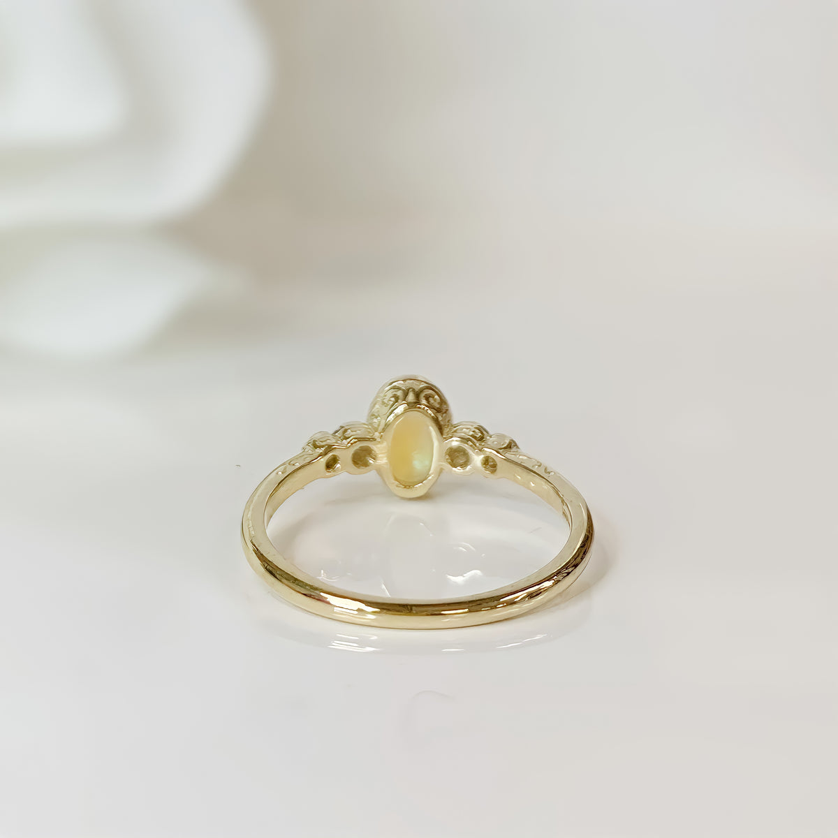9ct Yellow Gold Opal and Diamond Ring