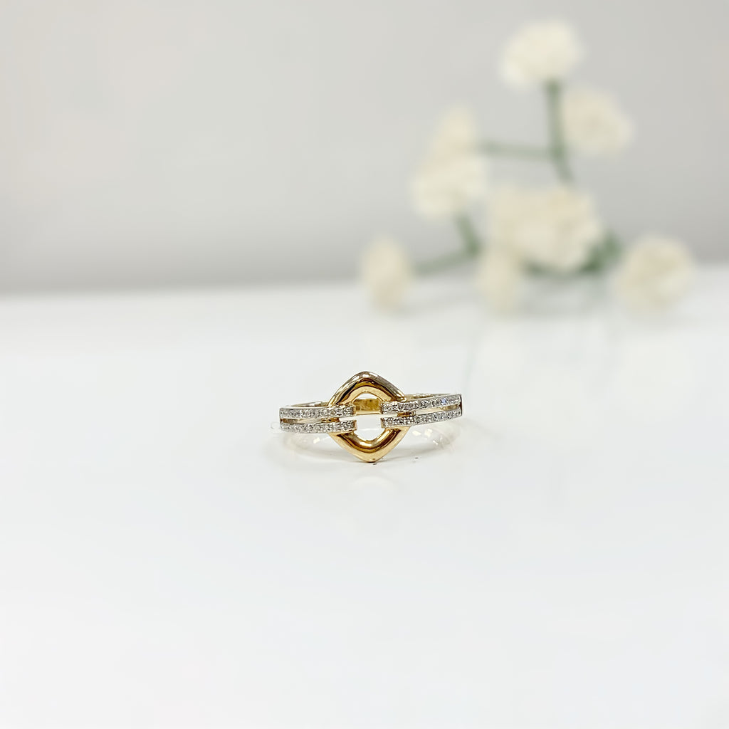 Diamond 9ct Yellow Gold Open Link Ring | Size N ½
