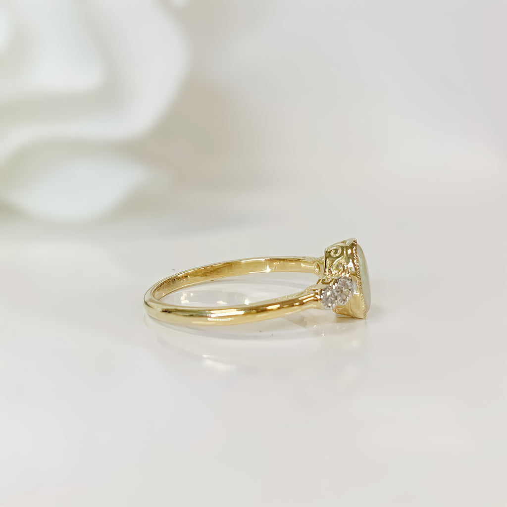 9ct Yellow Gold Opal and Diamond Ring