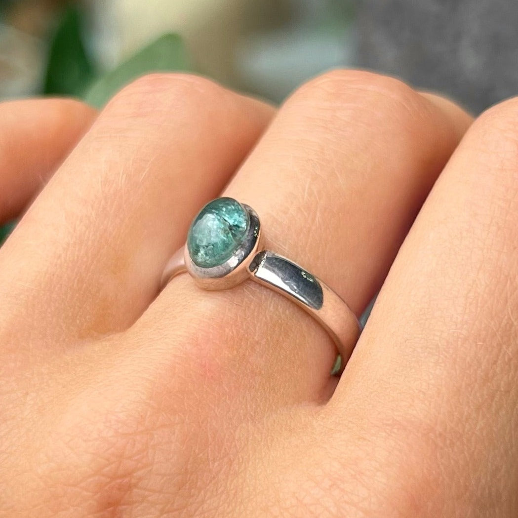 Simple Sterling Silver Blue Tourmaline Ring