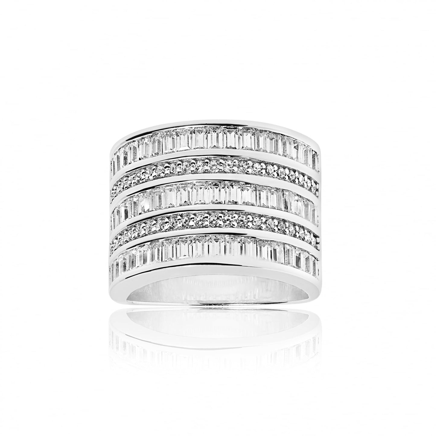 Sif Jakobs Corte Grande Ring - Sterling Silver with White Zirconia - Size N