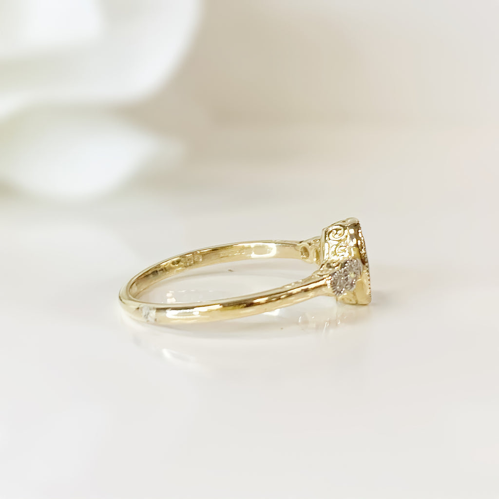 9ct Yellow Gold Aquamarine and Diamond Ring