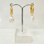 Pearl Gold Plated Hoop Drop Earrings