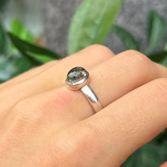 Simple Sterling Silver Green Tourmaline Ring