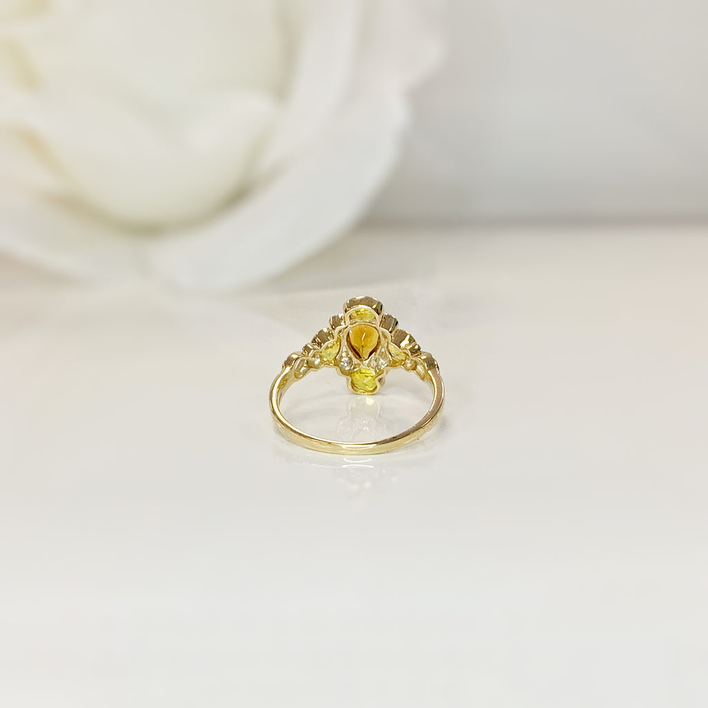 Victorian Reproduction 9ct Yellow Gold Citrine, Yellow Sapphire and Diamond Ring
