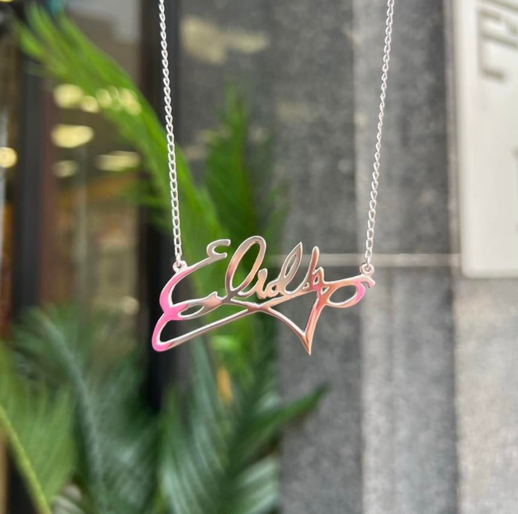 Made to Order Personalised Sterling Silver Graffiti Name Dropper Necklace