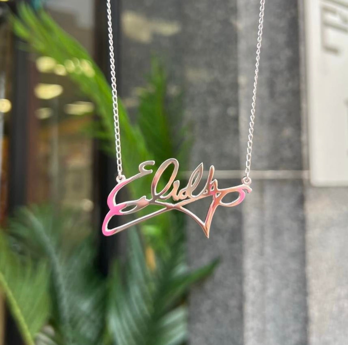 Made to Order Personalised Sterling Silver Graffiti Name Dropper Necklace