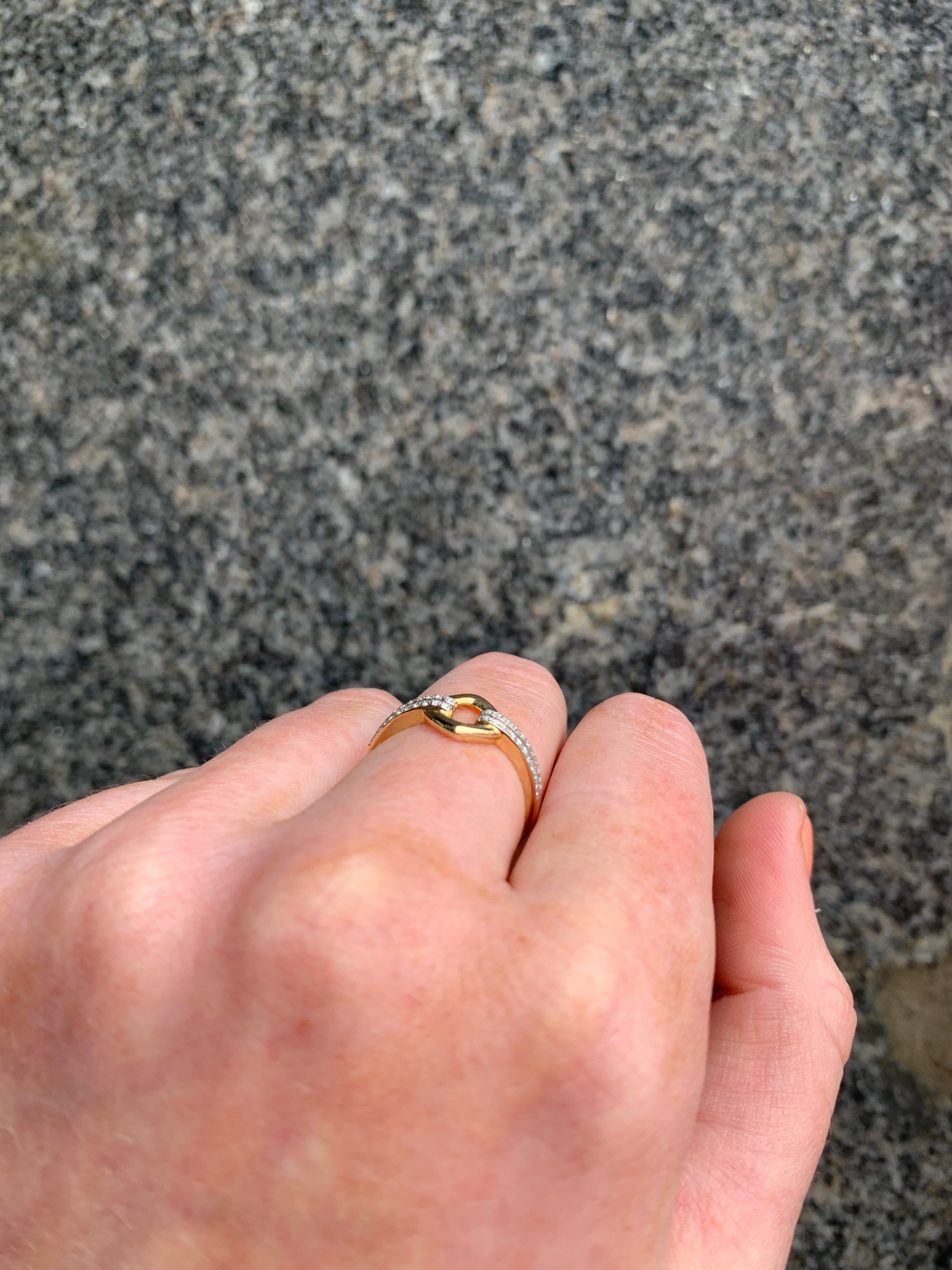 Diamond 9ct Yellow Gold Open Link Ring | Size N ½