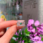 Sweet Art Deco Reproduction 9ct Rose Gold Emerald and Diamond Ring