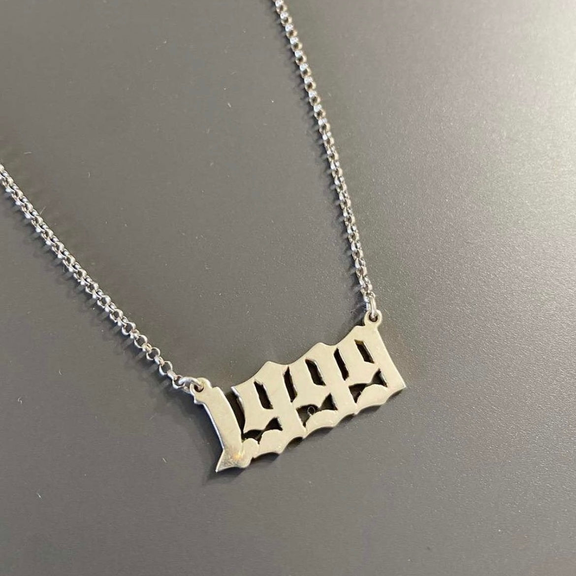 Made to Order Personalised Sterling Silver Gothic Name Dropper Necklace