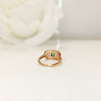 Sweet Art Deco Reproduction 9ct Rose Gold Emerald and Diamond Ring