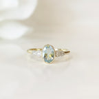 9ct Yellow Gold Aquamarine and Diamond Ring