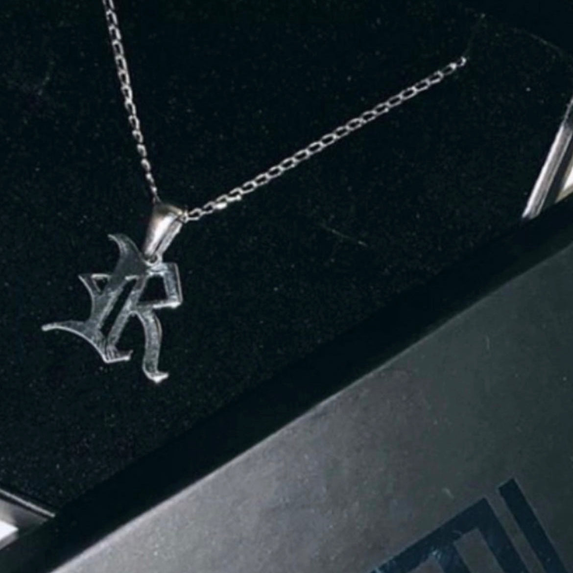 Made to Order Personalised Sterling Silver Gothic One Letter Necklace