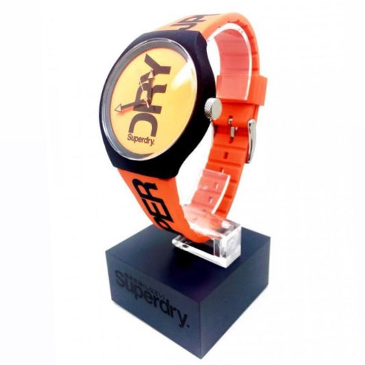 Superdry Urban Fluoro Black and Orange Silicone Gentlemans Watch