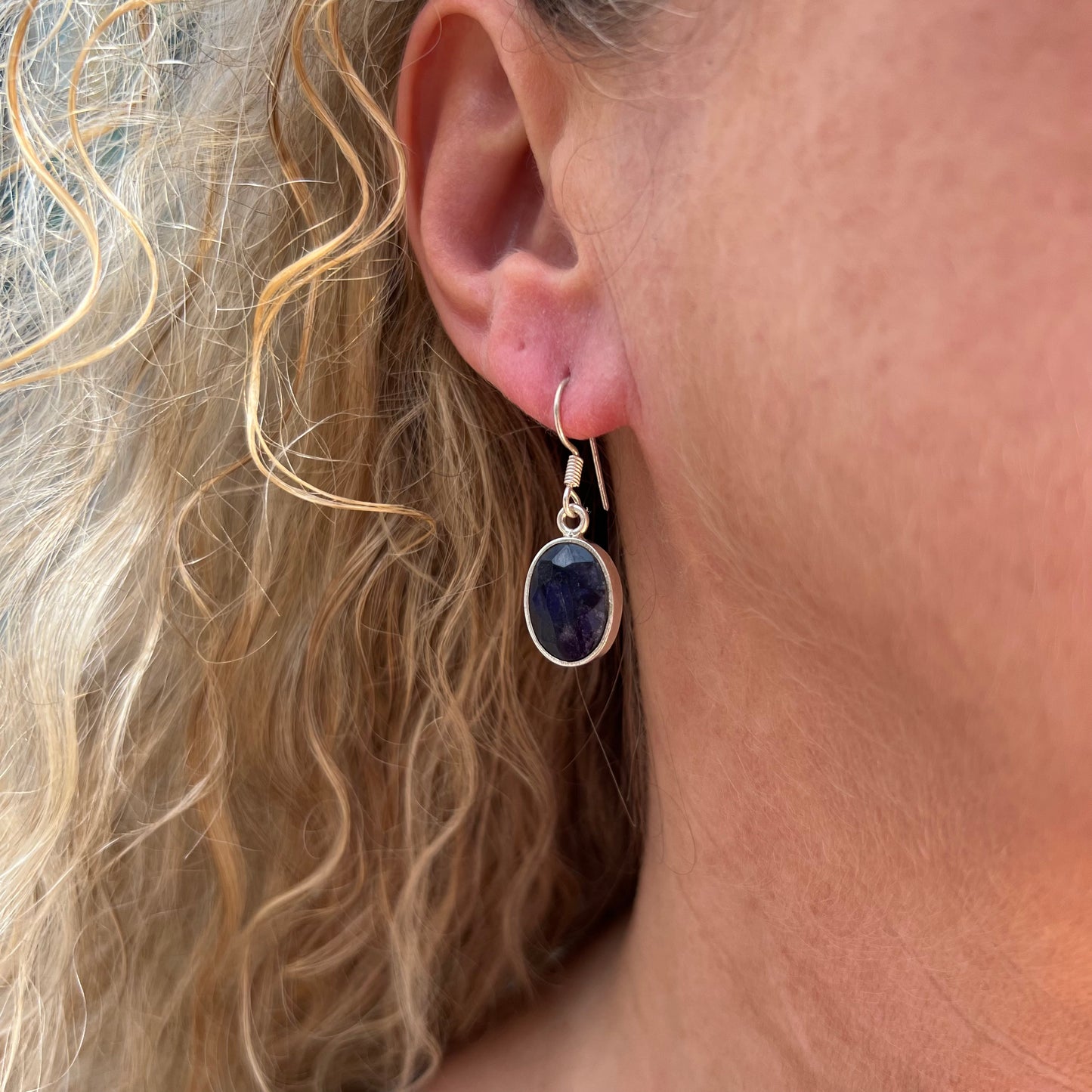 Sterling Silver Sapphire Drop Earrings