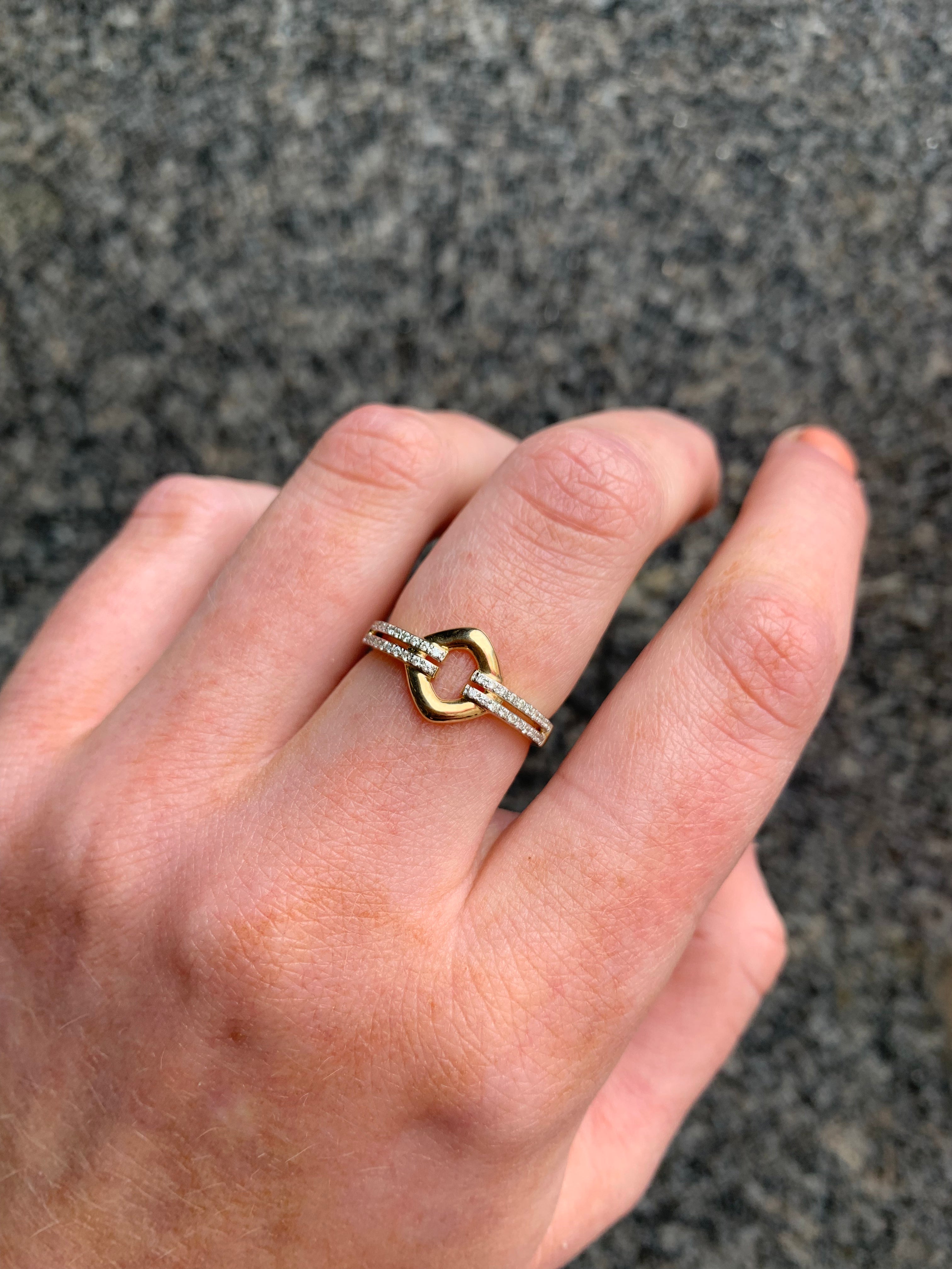 Diamond 9ct Yellow Gold Open Link Ring | Size N ½