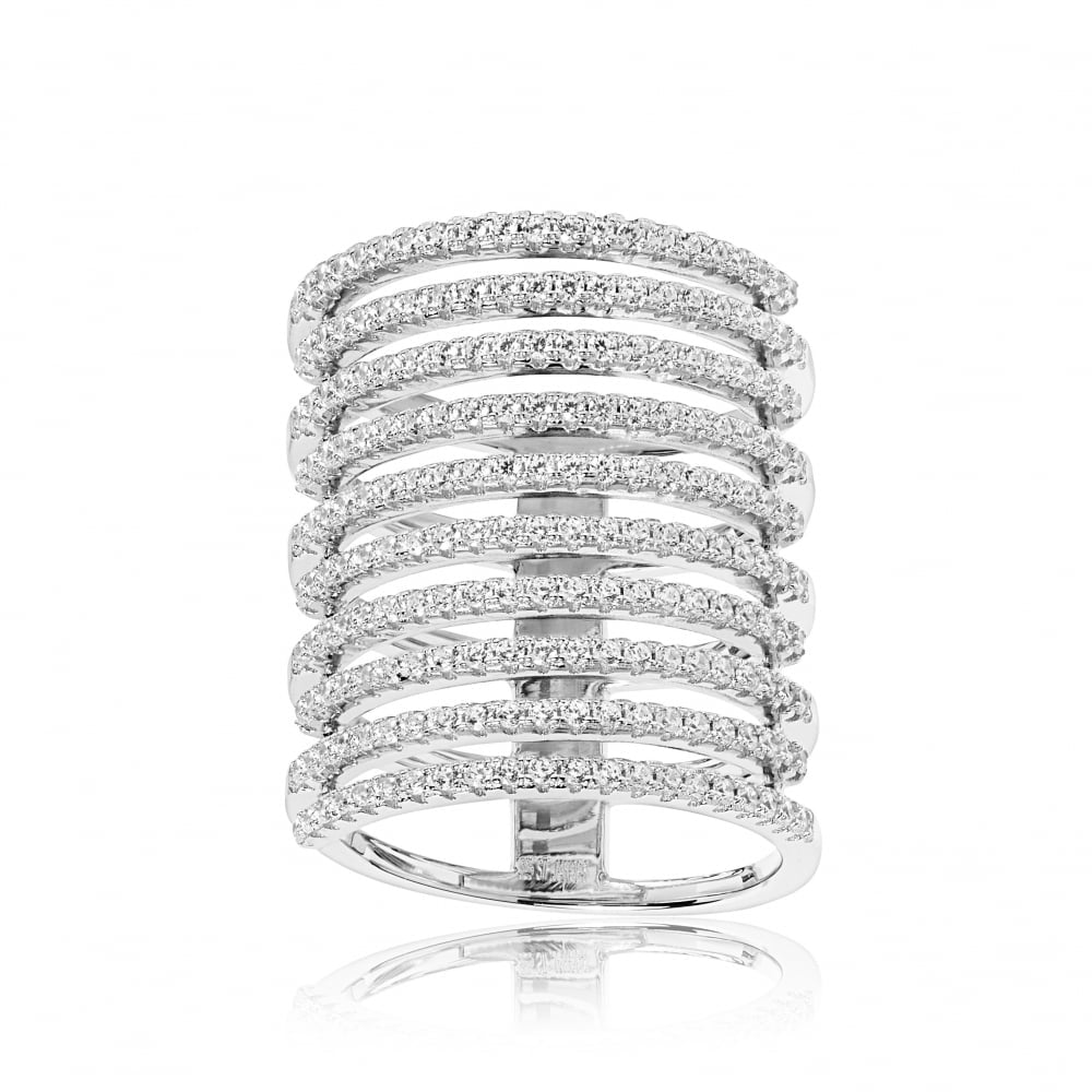 White Zirconia Sterling Silver Rufina Grande Chunky Ring | Sif Jakobs