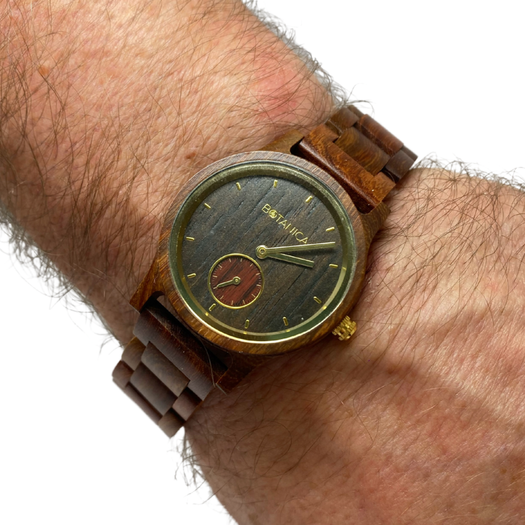 Men’s Botanica vegan wooden watch with gold detail