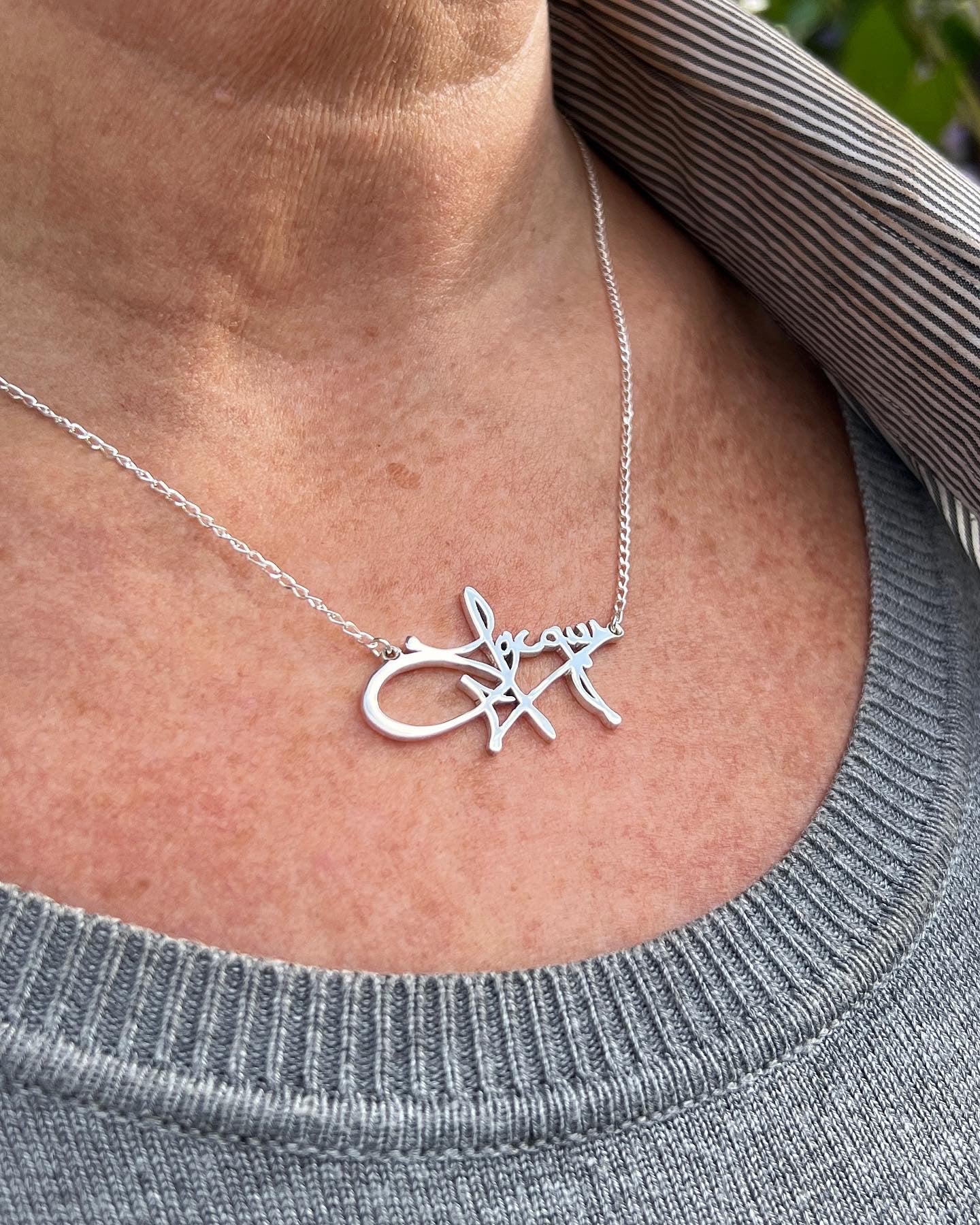 Made to Order Personalised Sterling Silver Graffiti Name Dropper Necklace