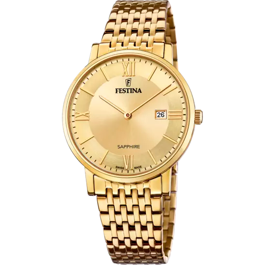 Festina Gents Gold Swiss Made Stainless Steel Watch Bracelet