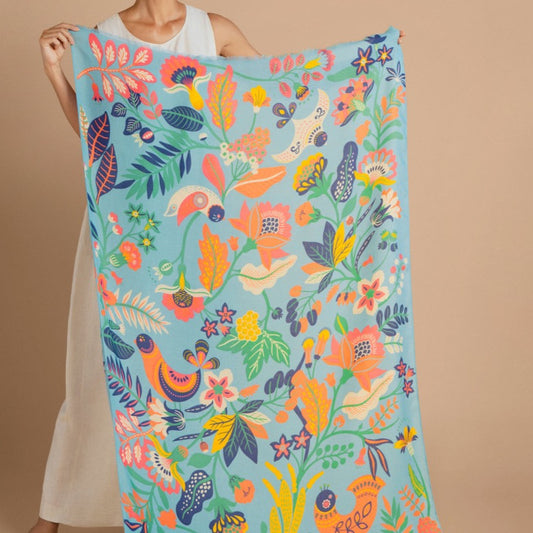 Powder Accessories Printed Scandinavian Floral and Fauna Scarf